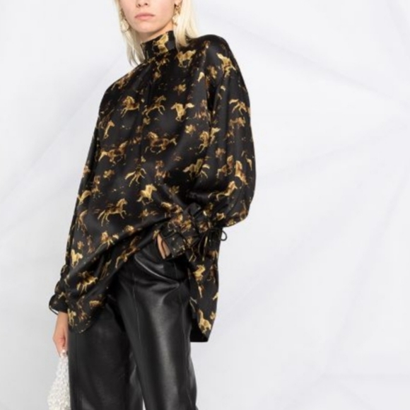 NWT GANNI Oversized Silk Horse Tunic